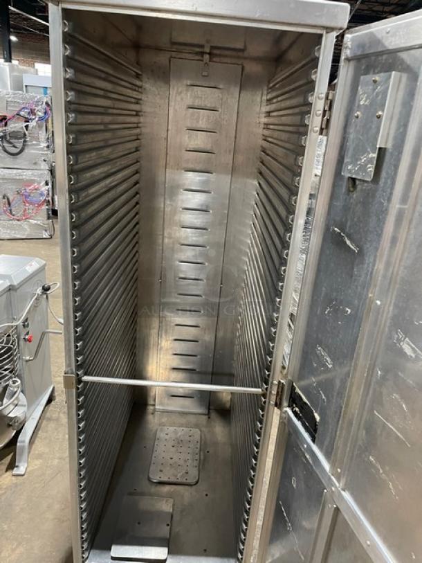 Cres-Cor electric holding/proofing cabinet, single section, built-in pan slides, 110-120V, on casters, commercial-grade.