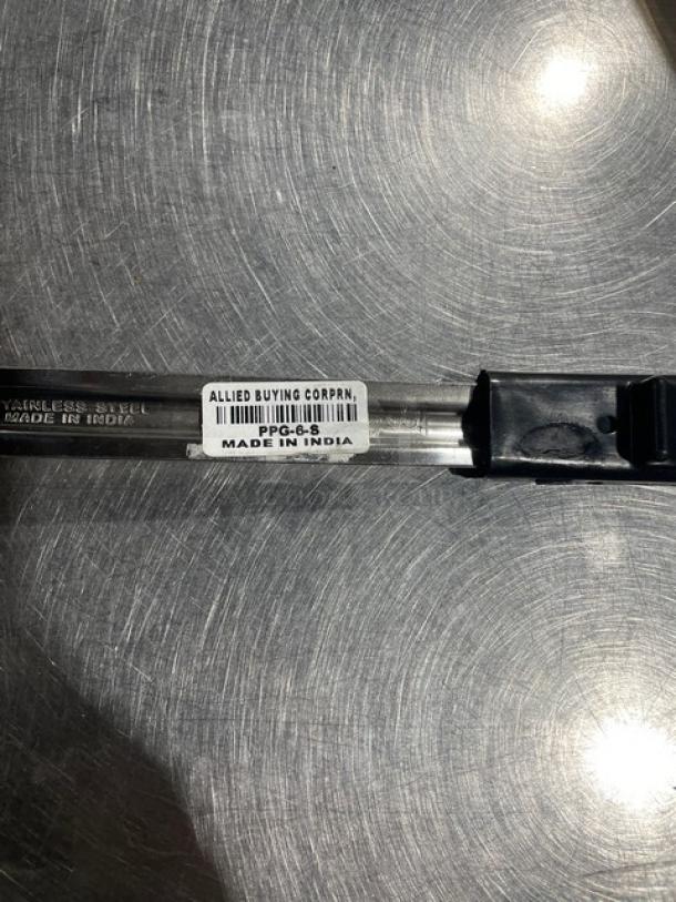 NEW ABC Stainless Steel 6 Oz. Portion Serving Spoon, Model PPG6S, with Black Grip Handle, Made in India.