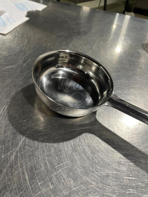 NEW ABC Commercial 6 Oz. Portion Serving Spoon, Stainless Steel, Model PPG6S, with Black Grip Handle, Mint Condition.