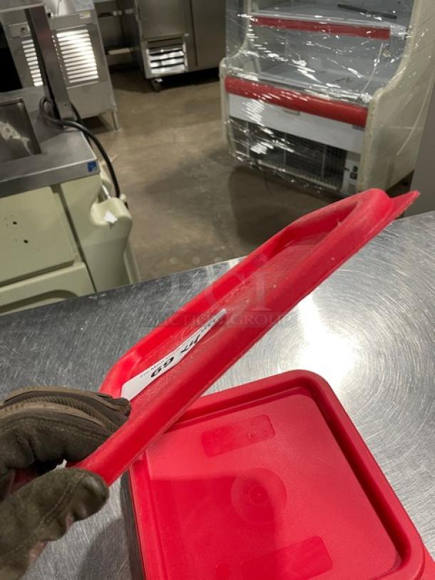 Cambro commercial red food storage container lid; durable plastic; gently used; visible label with part number.
