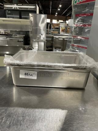 Choice Commercial Stainless Steel Full-Size 6" Deep Steamtable Pan, Model 4070069, new condition, wrapped in plastic.