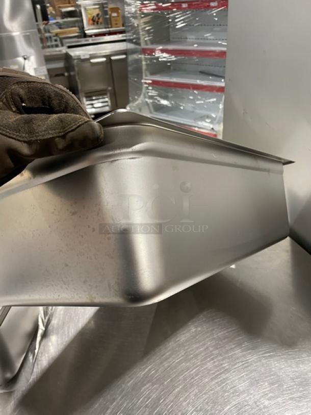 Choice commercial stainless steel steamtable pan, model 4070069, full-size, 6" deep. New condition.