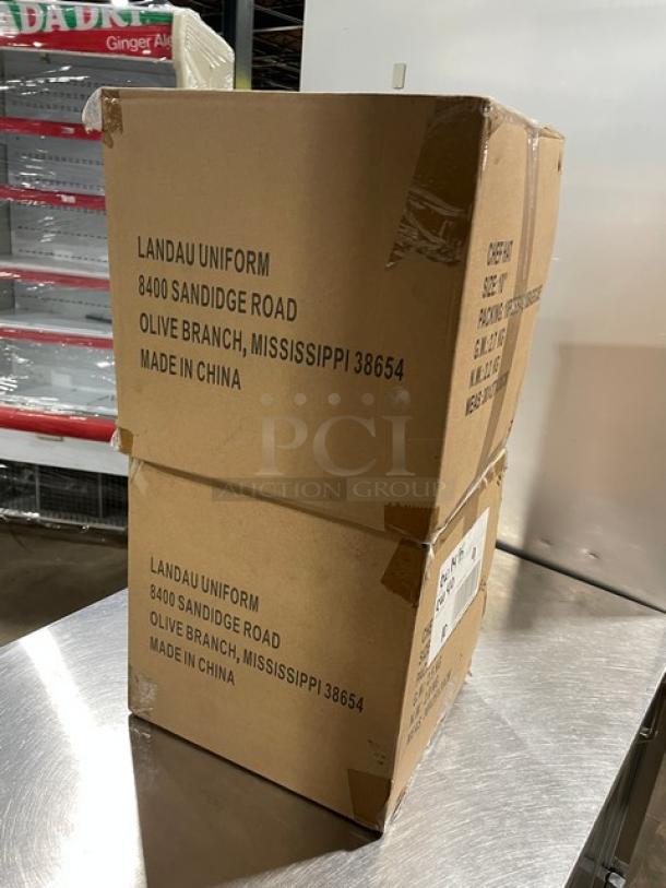 Landau Uniforms chef hat box, model CW1475, 100 hats per case, size 10", brand new, marked "Made in China."