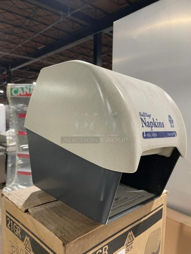 BRAND NEW SCA Commercial Granite One RollNap Napkin Dispenser, Model 21GR, featuring pull-down and tear-off design.