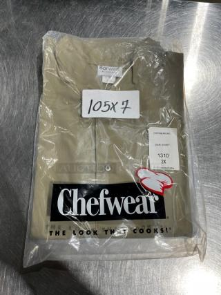 Brand new Chefwear Barwear Collection bar shirt, size 2X, model 1310, in original packaging with visible label and logo.