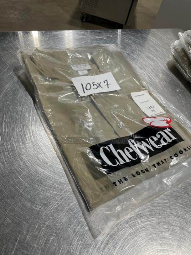 Brand new Chefwear Barwear 2X-size bar shirt, Model 1310, sealed in packaging with label showing item details.