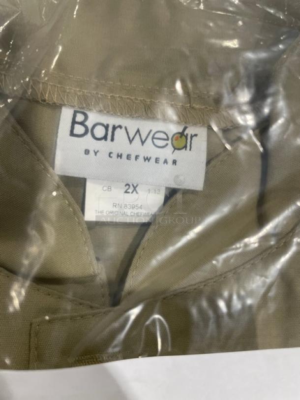 Brand new Chefwear Barwear Collection 2X-size bar shirt, Model 1310, with original tag indicating size and brand.