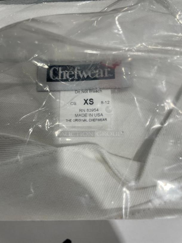 Brand new Chefwear commercial white chef jacket, size XS, model 562040XS. Made in USA. Original packaging.