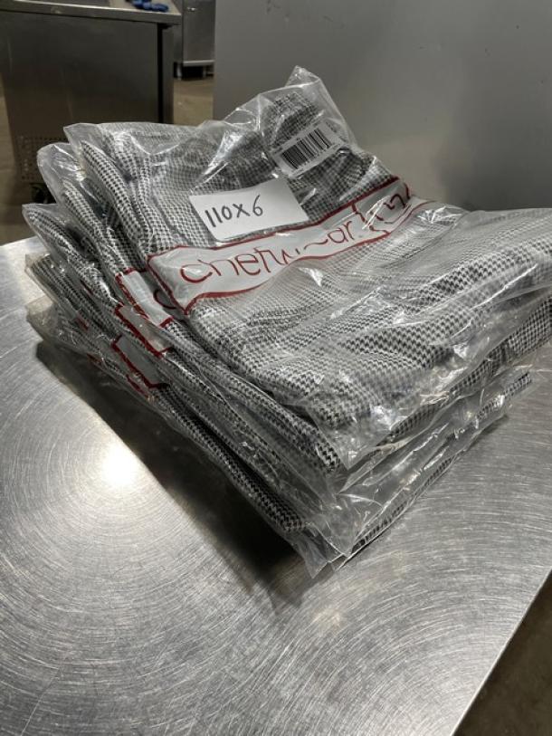 Brand new Chefwear CW11 XL-size chef pants, sealed in packaging, set of six.