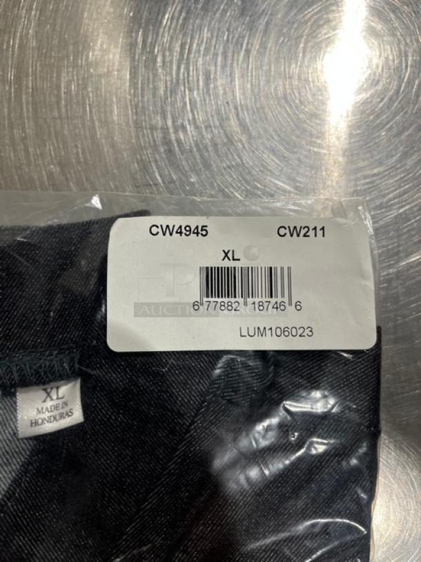 Brand new Chefwear CW211 gray kitchen shirt, XL size. Made in Honduras, barcode visible. Packaged in plastic.