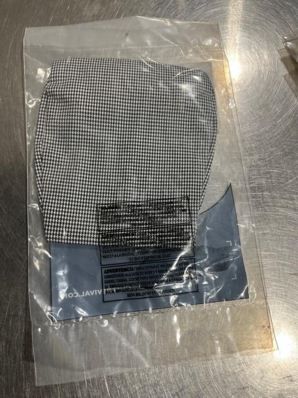 Brand new Chef Revival H020HT houndstooth headwrap, poly/cotton blend, sealed packaging, commercial kitchen use.