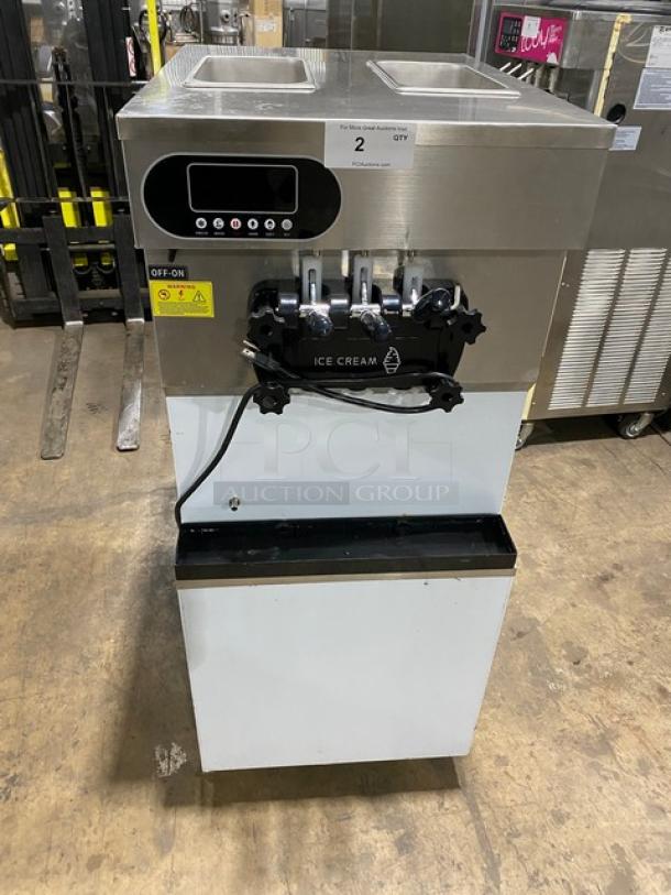 2024 commercial stainless steel soft serve machine, model XY-25L, twin/twist, electric, on casters, 110V.