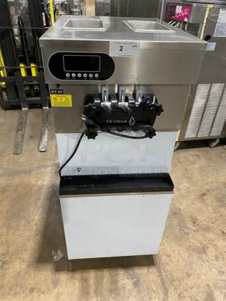 2024 commercial stainless steel soft serve machine, model XY-25L, twin/twist, electric, on casters, 110V.