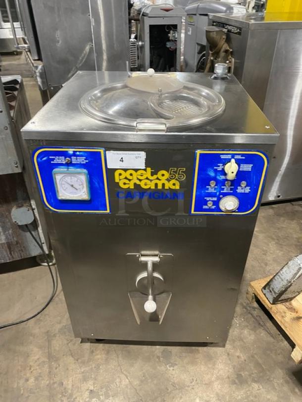 Carpigiani PASTOCREMA55 cream cooker/pasteurizer, 220V 3-phase, stainless steel, electric, on casters, SN: 387735.