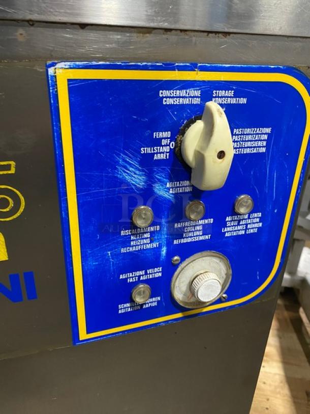 Carpigiani PASTOCREMA55 cream cooker/pasteurizer, stainless steel, control panel visible, model SN: 387735, 220V 3 Phase.