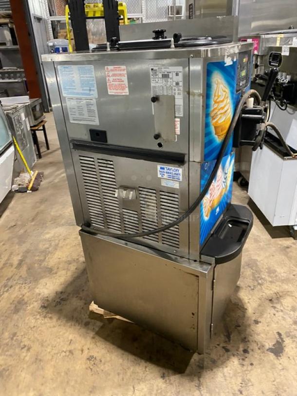 Taylor C707-33 stainless steel soft serve machine, single flavor, electric, 208-230V, 3 phase, good condition, visible labels.