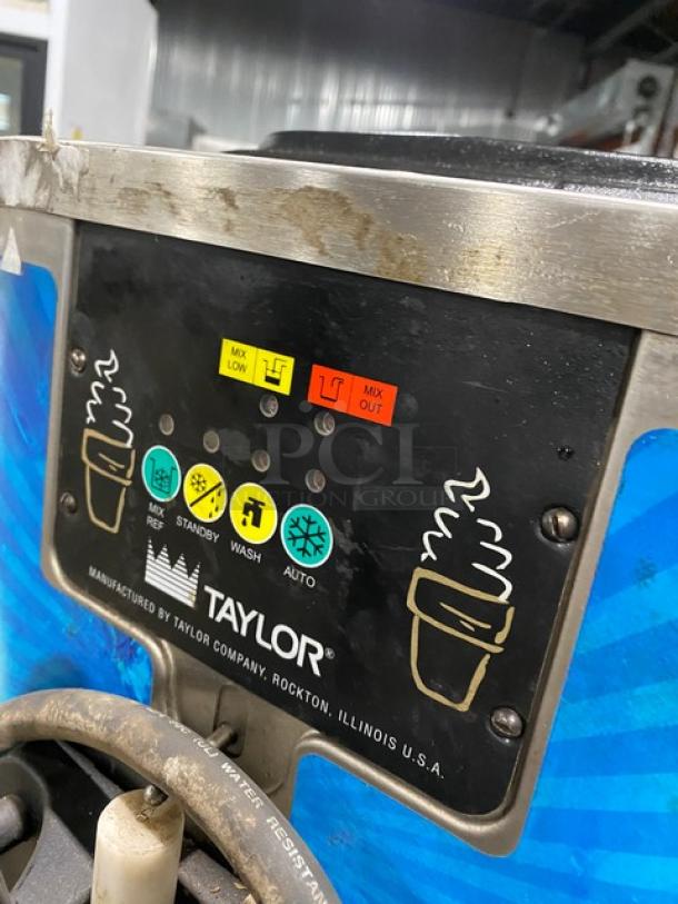 Taylor C70733 stainless steel countertop soft serve machine with control panel, single hopper, used condition.