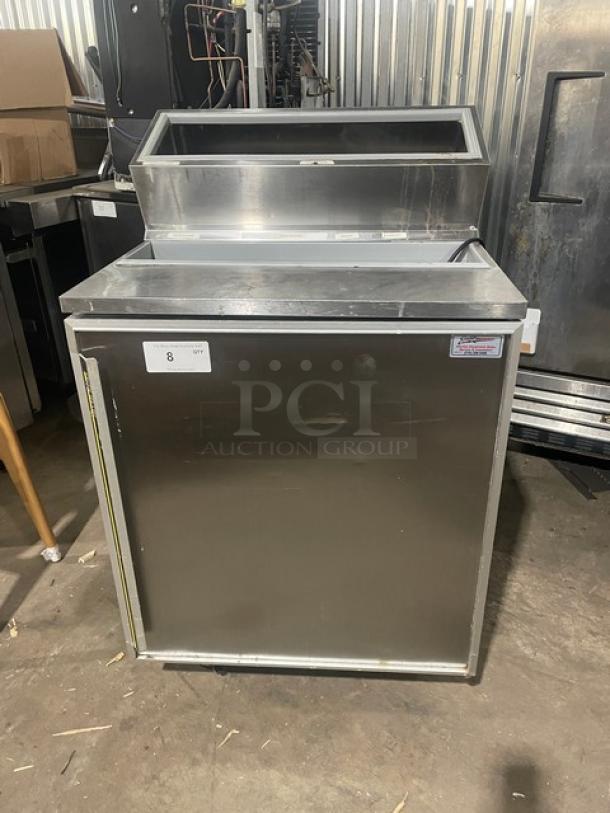 Silver King Stainless Steel Single Door Refrigerated Fountainette, Model SKFSM/C7, on casters, SN: BLDP123968A, 115V.