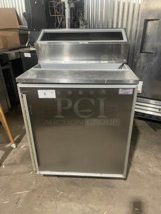 Silver King Stainless Steel Single Door Refrigerated Fountainette, Model SKFSM/C7, on casters, SN: BLDP123968A, 115V.