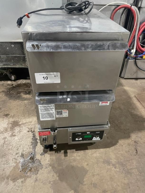 Winston Cvap Series 2-Drawer Stainless Steel Warming Cabinet, 2020 model, electric, on casters, SN: 20200115-0139, 120V 1-phase.