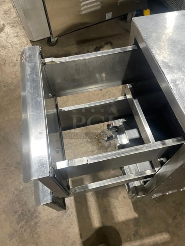 Winston 2020 Cvap Series stainless steel 2-drawer warming cabinet on casters, electric, SN: 20200115-0139, open drawers shown.