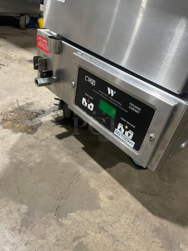 Winston CVap 2020 stainless steel warming cabinet with two drawers, model SN: 20200115-0139, electric, on casters, 120V.