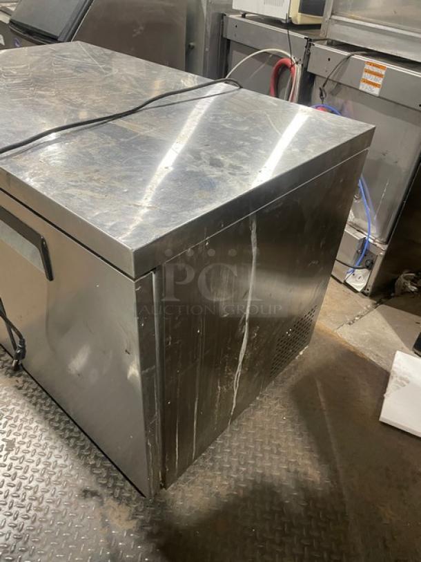 Universal Coolers SC-48-LBI 2 Door Undercounter Worktop Refrigerator, stainless steel, poly coated racks, 115V, used condition.