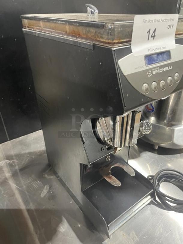 Nuova Simonelli 2018 Mythos Silent espresso grinder, black, electric, countertop model, on legs, Model: MYTHOSSILENT.
