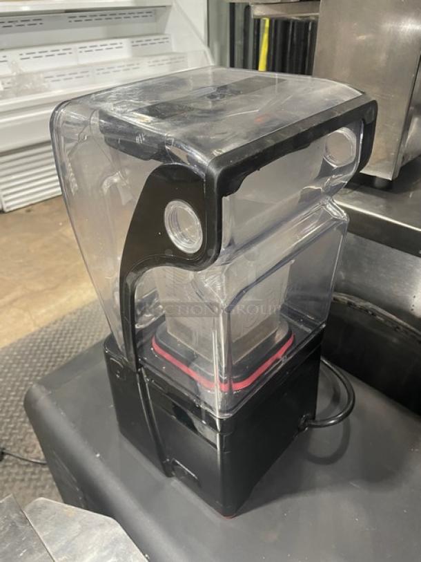 Blendtec Stealth 895 Black Blender, Model CQB2, with clear sound enclosure. Commercial-grade, 32 oz capacity, 2019 model.