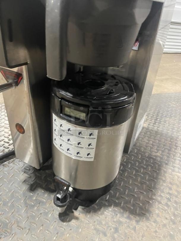 Fetco CBS-2132-XTS commercial stainless steel coffee brewer with hot water dispenser and portable server, 200-240V.