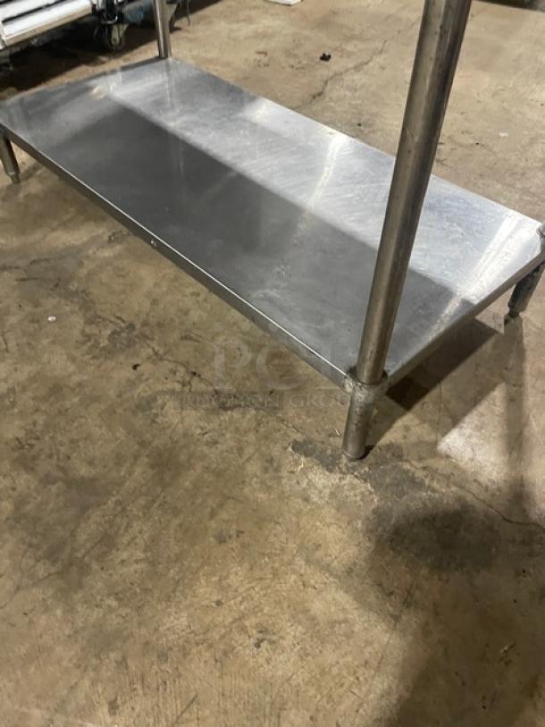 Sapphire commercial stainless steel worktop table, single undershelf, double overhead shelf, sturdy legs, great condition.