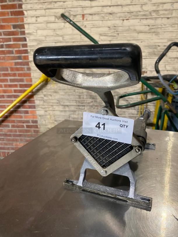 Nemco manual countertop French fry cutter, heavy-duty metal construction, black handle, excellent condition.