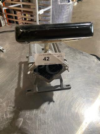 Nemco Commercial Heavy-Duty Manual French Fry Cutter, countertop design, metal construction, handle and cutting grid visible, good condition.