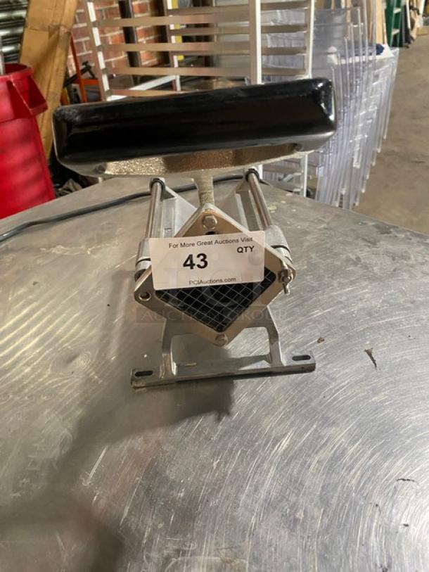 Nemco commercial heavy-duty manual countertop French fry cutter, metal construction, grid blade, good condition, lot tag 43.