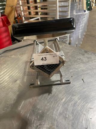 Nemco commercial heavy-duty manual countertop French fry cutter, metal construction, grid blade, good condition, lot tag 43.