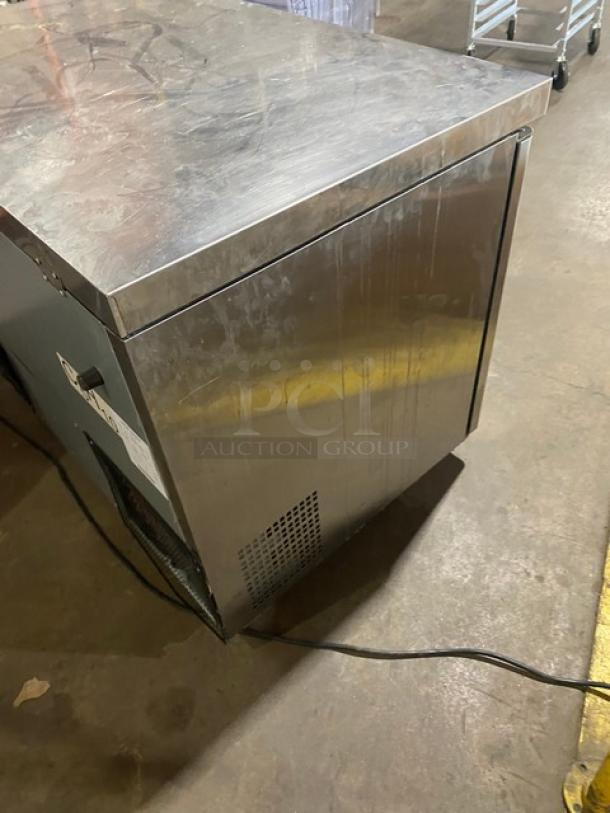Atosa MGF8406GR stainless steel 2-door undercounter worktop freezer, late model, on casters, 115V 1 phase.