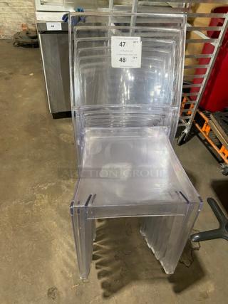 Commercial Clear Stackable Indoor/Outdoor Dining Chair! On Legs! 4X Your Bid! - Item #1207481