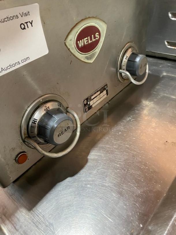 Wells H70 stainless steel 2-burner hotplate with individual controls, model H70, serial H7700717A0006, 208-240V.