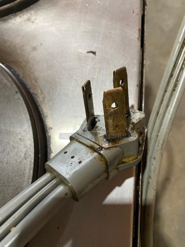 Wells H70 2-burner hotplate, stainless steel, electric, front-to-back design, individual controls, 208-240V plug shown.