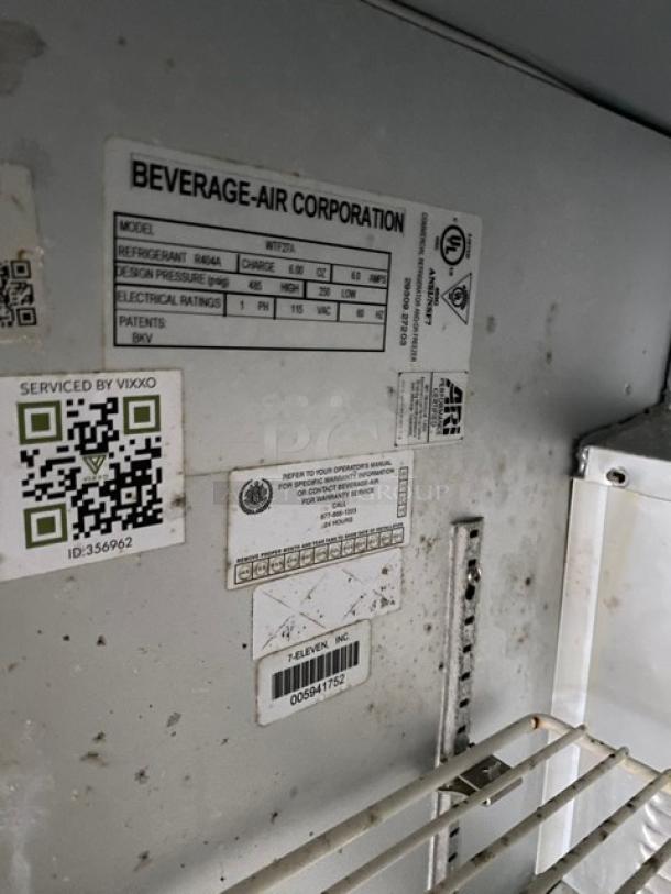 Beverage-Air WTF27A commercial stainless steel single door worktop freezer with visible labels; poly coated wire rack included.