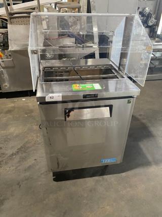 Turbo Air M3 Series Commercial Stainless Steel Solid Single Door Refrigerated Salad/Sandwich Prep Table! With Sneeze Guard! With Poly Coated Wire Rack! Model: MST-28-711S! 115V! On Legs! - Item #1207505