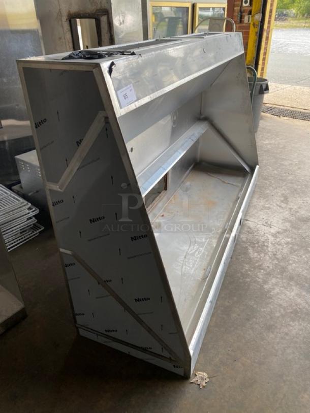 Pro Kitchen Supply commercial stainless steel exhaust hood, Model UHGV. Features protective film, durable design.