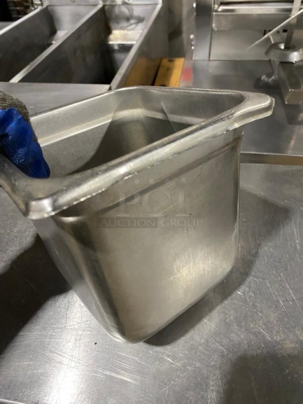 Commercial stainless steel steamtable pan, solid construction, fits standard hotel/steamtable setups, gently used condition.