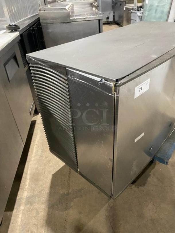 Manitowoc SY1804A stainless steel ice machine head, electric, air-cooled, 208-230V, 1 phase, model number visible.
