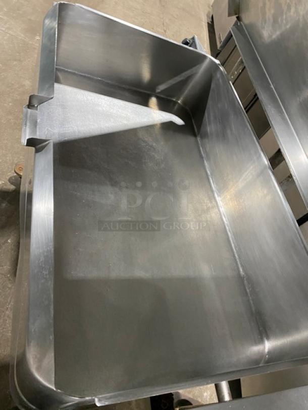 Groen stainless steel tilt skillet, model HFP2E4, on legs. Natural gas powered, spacious pan, excellent condition.