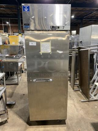 Norlake Commercial Stainless Steel Solid Single Door Reach In Freezer! With Poly Coated Wired Rack! Model: NF241SSS/0 SN: 06051558! 115V 1 Phase! On Casters! - Item #1207518