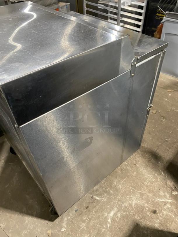 Beverage-Air SMF34 stainless steel milk cooler, single-access, 115V, on casters; excellent condition, serial 6808963.