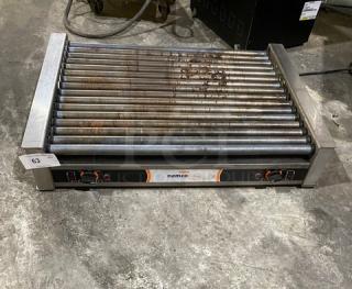 Nemco commercial stainless steel electric countertop hot dog roller grill, used condition, visible controls and logo.