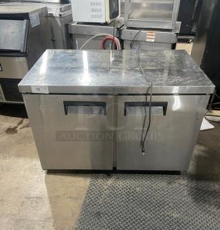 Universal Coolers Commercial Stainless Steel 2 Door Undercounter Worktop Refrigerator! With Poly Coated Wired Racks! Model: SC-48-LBI SN: 6398251018080202! 115V! - Item #1206965