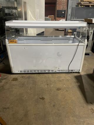Vendo Commercial White Open-Air Style Ice Cream/Frozen Yogurt Dipping Cabinet/Merchandiser Chest Freezer! With Single Shelf Sneeze Guard & LED Lighting! Model: NIC183S02 SN: 000149903! 220V 1 Phase! - Item #1209278